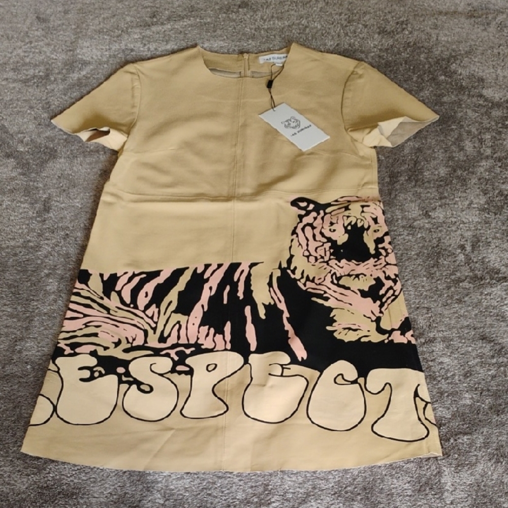 Las Sureñas Tiger Respect Leather Minidress NWT